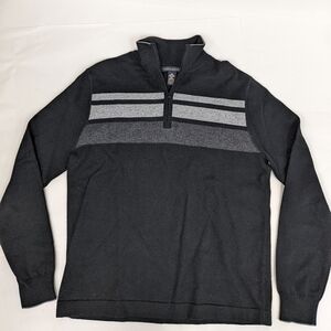 Banana Republic cashmere blend black and gray striped half zip medium [164]